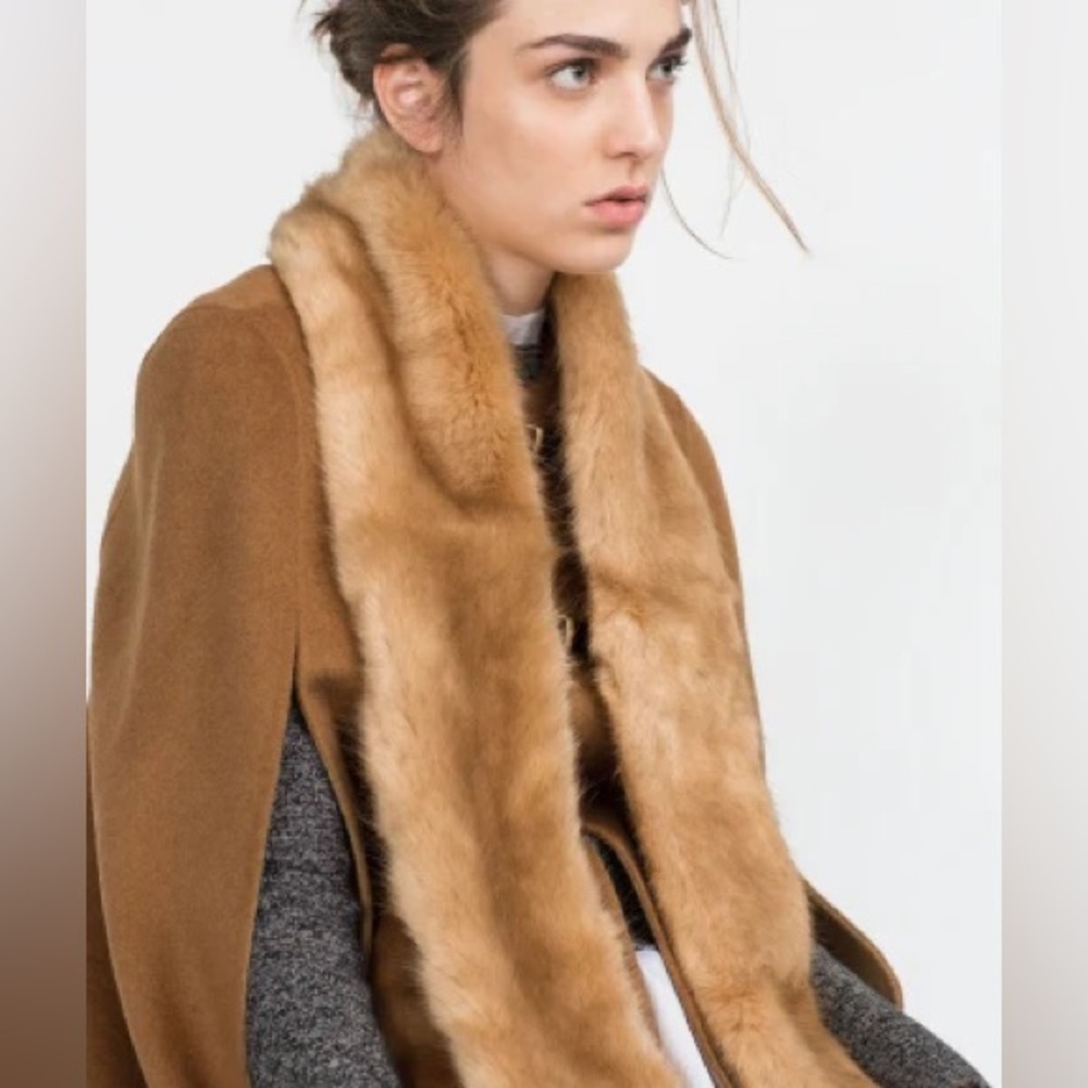 Zara Tan Faux Fur Scarf